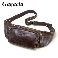 gagacia real cow leather men waist pack mens mobile fanny belt small bags male new high quality money coin purse sports bag