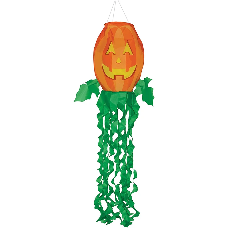 

2PCS Halloween Windsocks Flag Horror Scary Pumpkin Windsock Fall Halloween Decoration for Wall Tree Front Yard Inflatable Toys