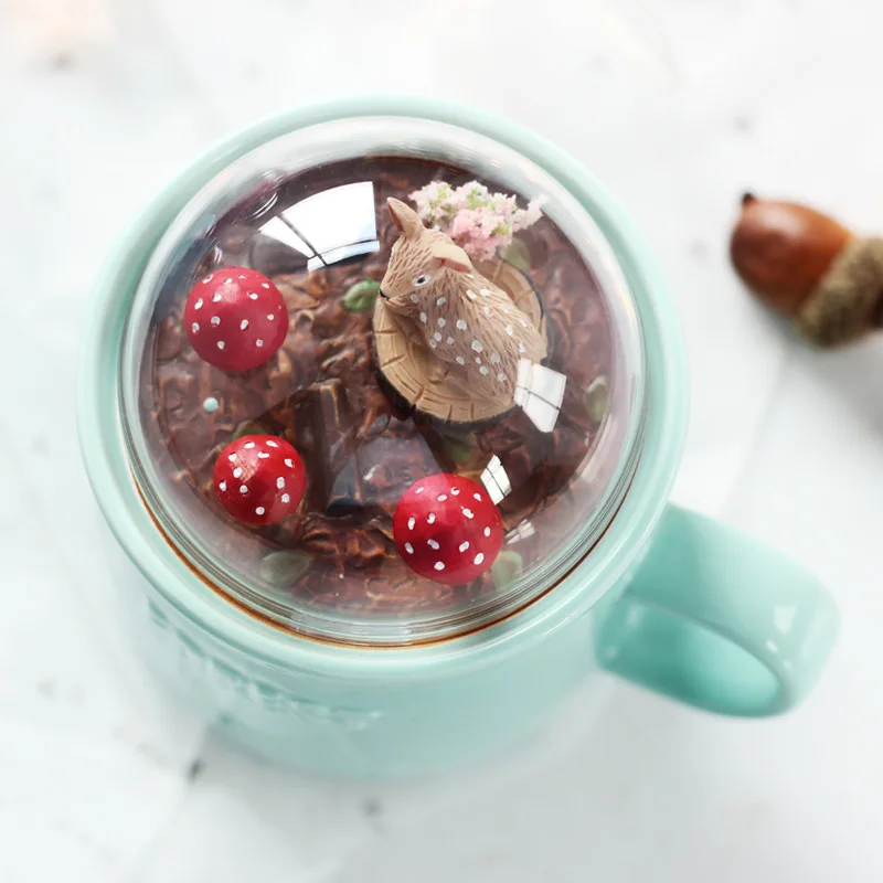 Керамические кофейные кружки с изображением животных оригинальный лес