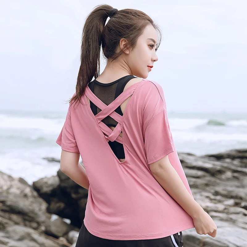 Oversized Yoga women's T-shirt summer quick dry loose weight loss sports top gym 100 kg girls running short sleeve sport clothes | Спорт и