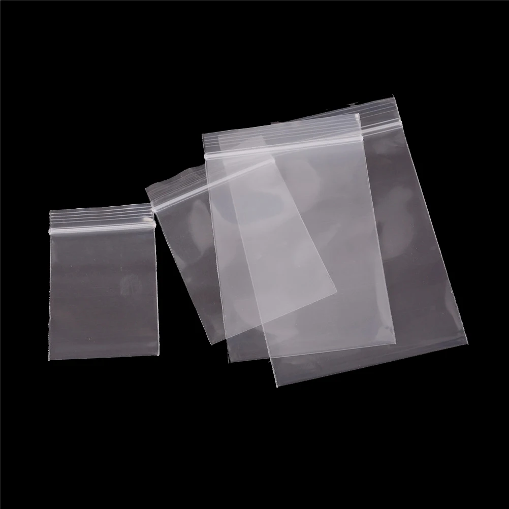 

100pcs Transparent Ziplock Bag Reusable Transparent Jewelry / Food Storage Bag Kitchen Bag Transparent Zipper Bag