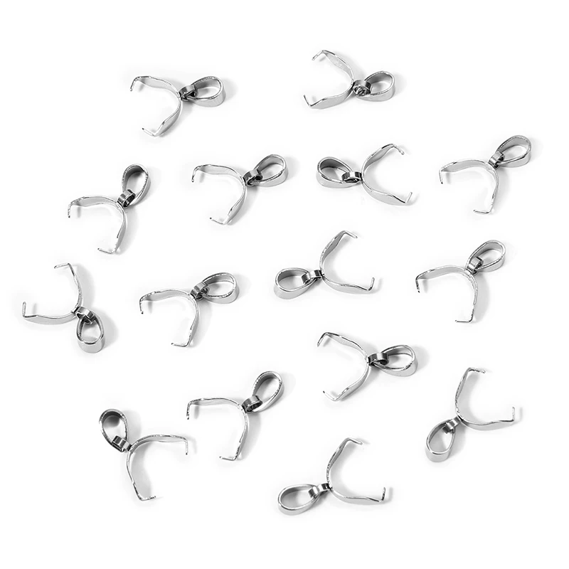 

20pcs 316L Stainless Steel 3*15mm/5*17mm/7*19mm Bail Clasps Connectors Bale Pinch Clasps Steel Bail Pendant Necklace Clasps