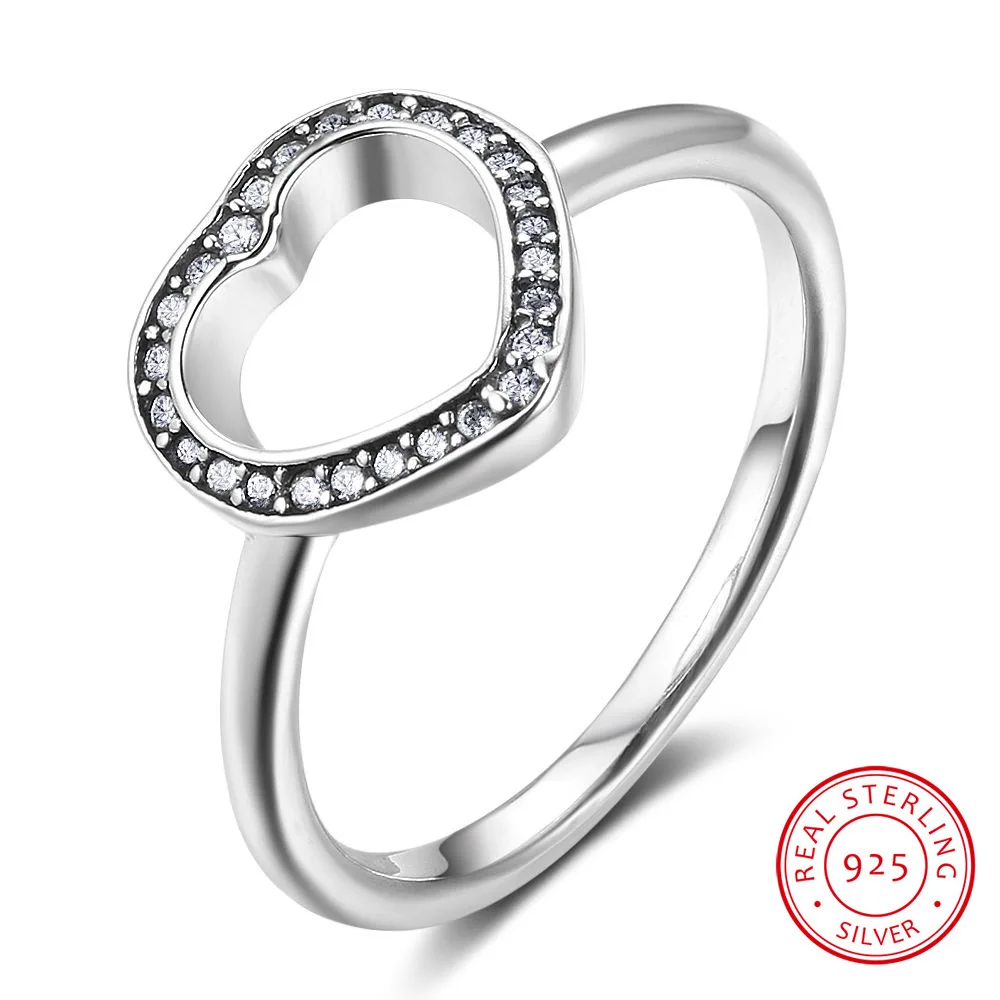 925 prata esterlina do vintage coração anéis para as mulheres zircão cúbico feminino dedo anéis de noivado casamento presente prata 925 jóias