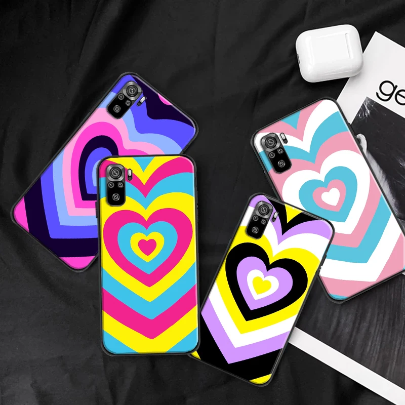 

Fashion Colorful Heart Circle Soft Phone Case For Xiaomi Redmi 9 9i 9AT 9T 9A 9C Note 10 10T 5G 10S 10 5G TPU Coque Black Cover