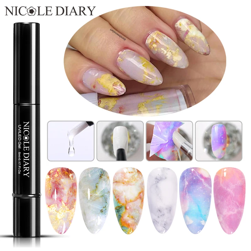 NICOLE DIARY Фольга для перевод на ногти стикер с клеем фольга ногтей Клей лака гель