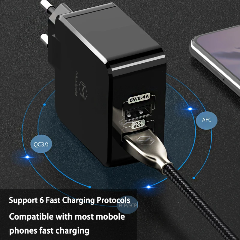 Адаптер Mcdodo для ЕС/Великобритании зарядное устройство USB 5A супербыстрая зарядка