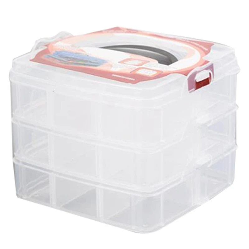 

Multifunction 3 Layers 18 Grids Washi Tape Storage Box Transparent Tool Set Box Accessories Hand Carry Stationery Holder