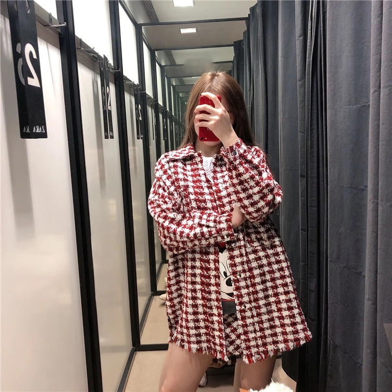 Женский элегантный винтажный офисный клетчатый твидовый комплект однобортная