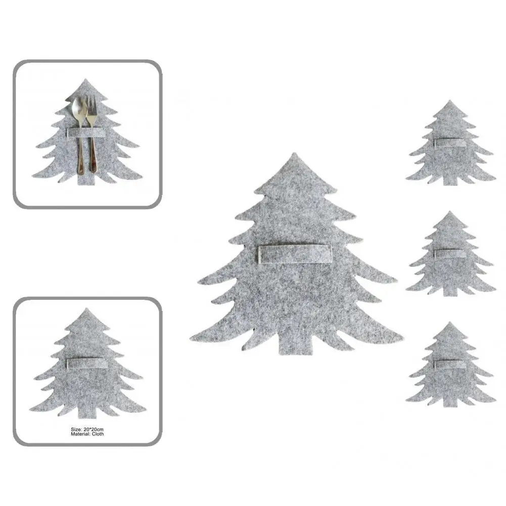 

Useful Christmas Tree Cutlery Pouch Wide Application Lightweight Tableware Holder Christmas Tree Cutlery Pouch 4Pcs