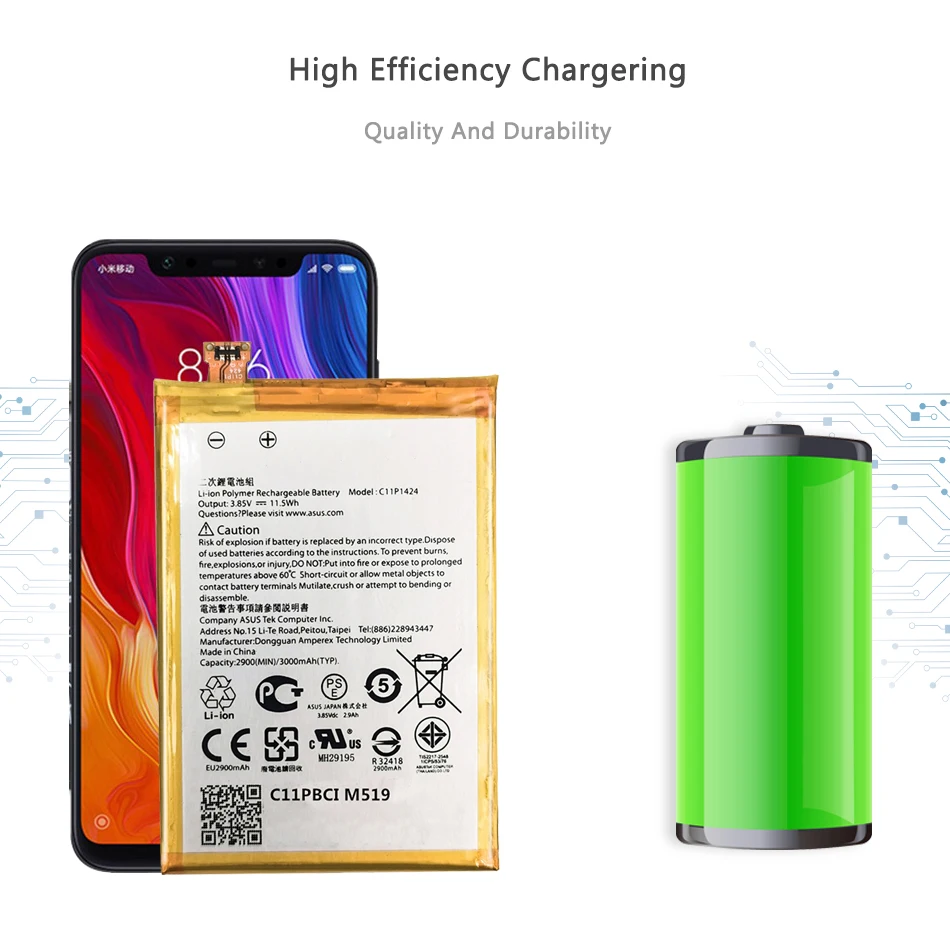 Аккумулятор для сотового телефона ASUS Zenfone 2 3 4 5 6 Laser Max Deluxe Live Z3 ZC520TL C11P1611 C11P1612 C11P1404