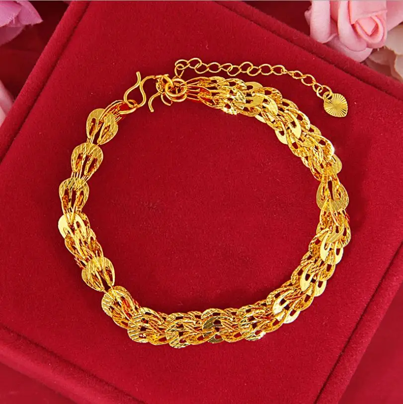 

Hi Classic 24k gold chain hand gold bracelet party friend birthday gift Tourist Souvenir link