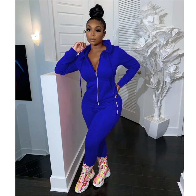 

Spring Tracksuit Women Two Piece Set Solid Hooded Zipper Coat Top and Pants Sport Jogging Suit Female Casual Streetwear Outfits