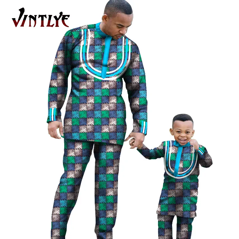 Африканская одежда для родителей и детей нигерийская костюм Дашики отца модная
