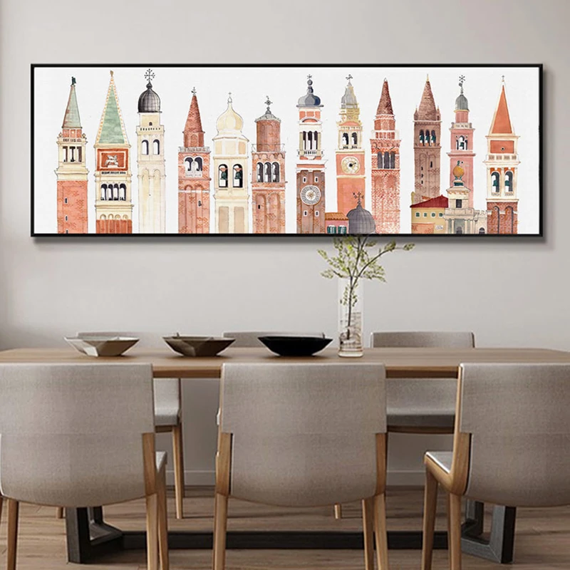 

Canvas Paintng Abstract Building Tower Castle Pictures Modern Decoration Wall Art For Living Room Bedroom Unframed