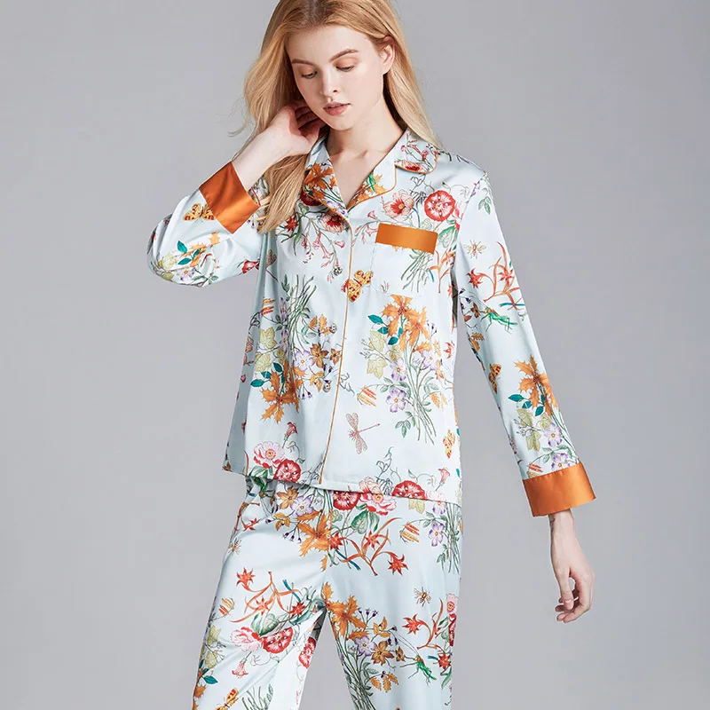 Осенне-зимняя женская пижама высококачественная одежда для сна атласная