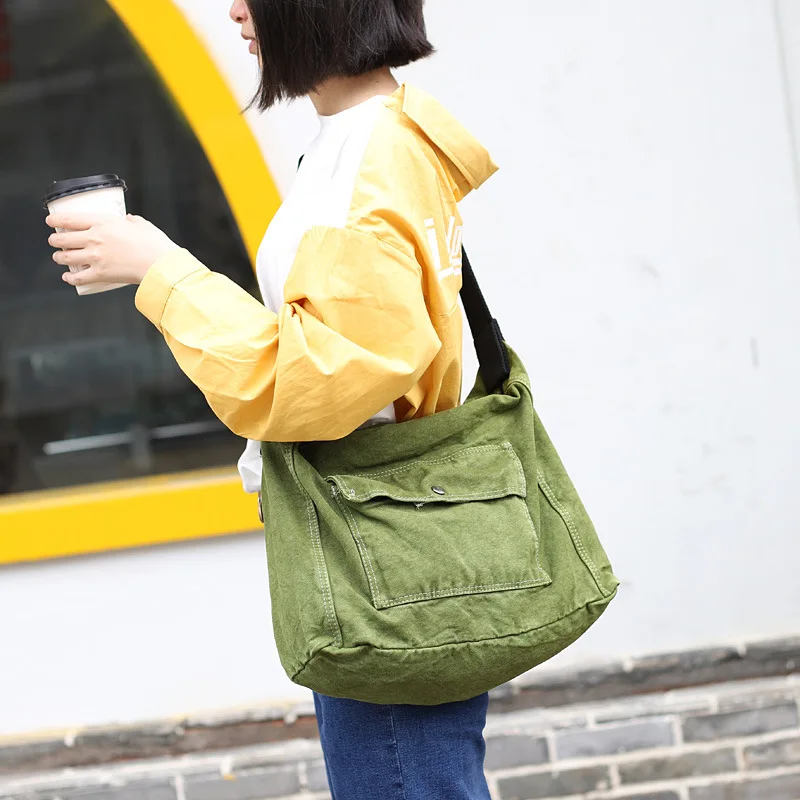 

Leisure Washing Canvas Bag Versatile Student Literature And Art One Shoulder Women's Bag Crossbody Bags For Women Messenger Bag