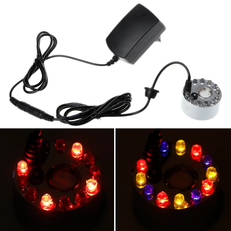 

Ultrasonic Mist Maker 12-LED Fogger Water Atomizer Air Humidifier EU Plug