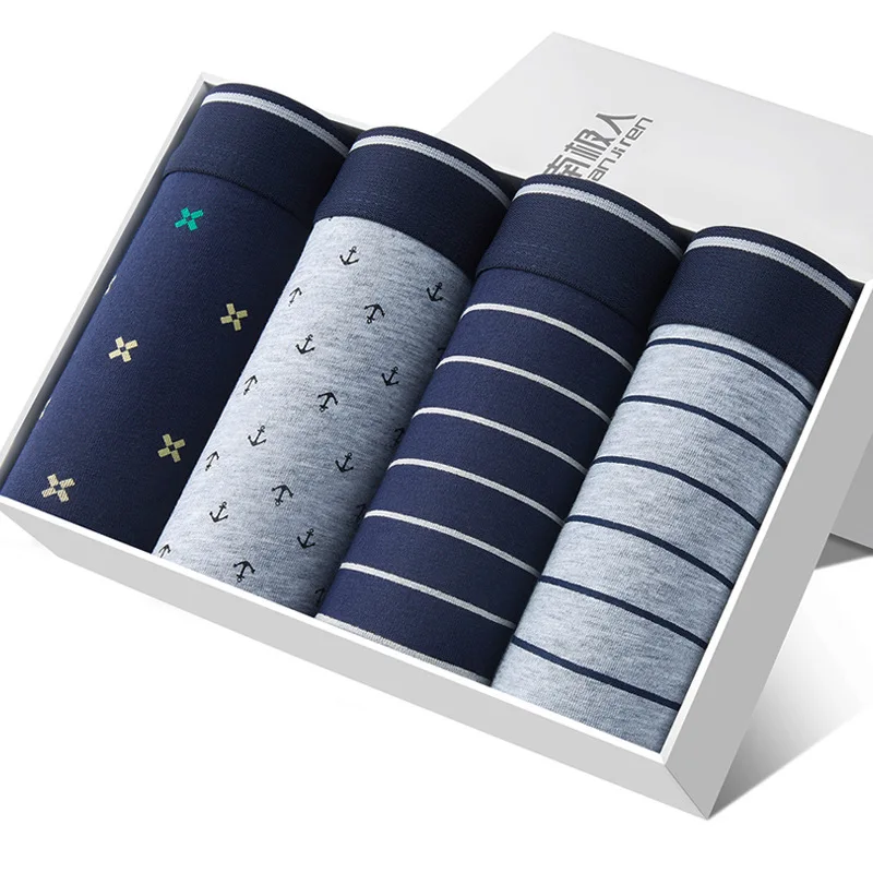 4pcs / Mens Underwear Shorts Boxer Shorts Mens Sexy Underwear High Quaity Men's Underwear Pure Cotton Breathabe Boxer Shorts