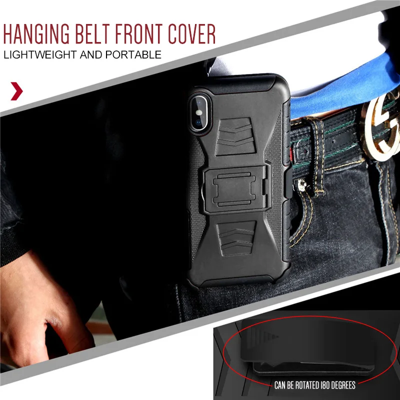 Армированный противоударный чехол с зажимом для ремня телефона iPhone 11 12 Pro Max X XS XR 7