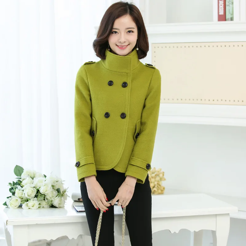 Женское двубортное пальто повседневное теплое кашемировое пальто|Женские