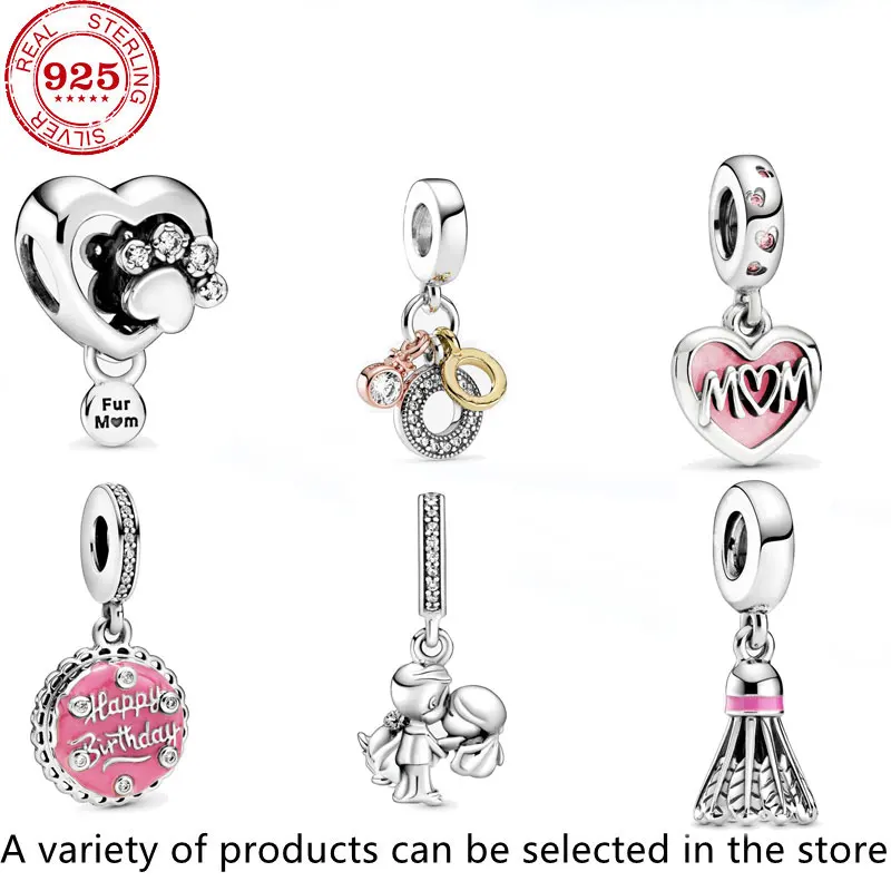 

2021 New Hot sale luxury Real 925 Sterling Silver pan beads Fit Original Charm bracelet For Women fashion sweet DIY Jewelry