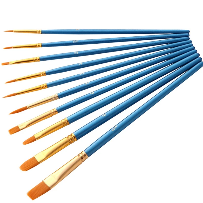 

10 шт./компл. художник нейлон Краски профессиональные кисти акварельной акриловой деревянной ручкой Краски ing кисти художественные канцеляр...