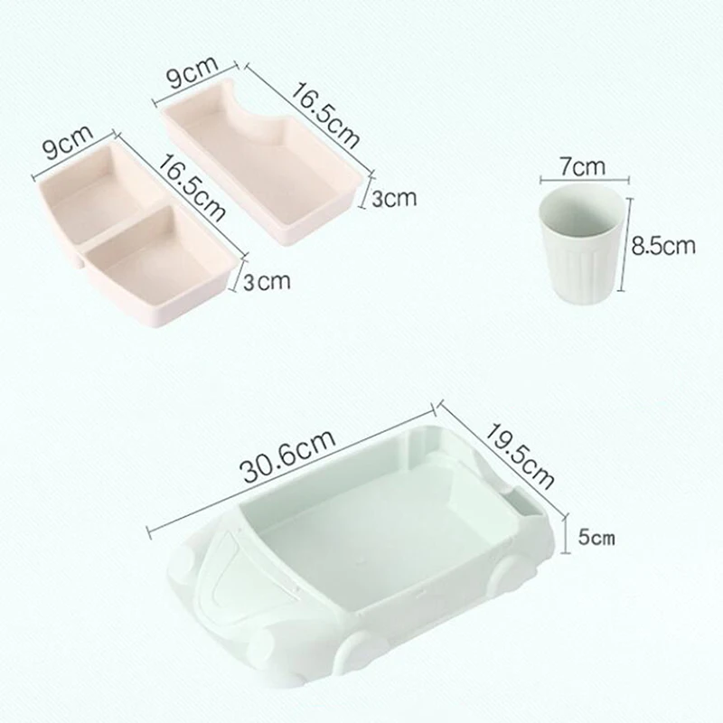 

Children's Tableware Feeding Dish Creative Cartoon Car Shape Dinner Plate Scheiding Training Plaat Serviesje For Baby Tableware