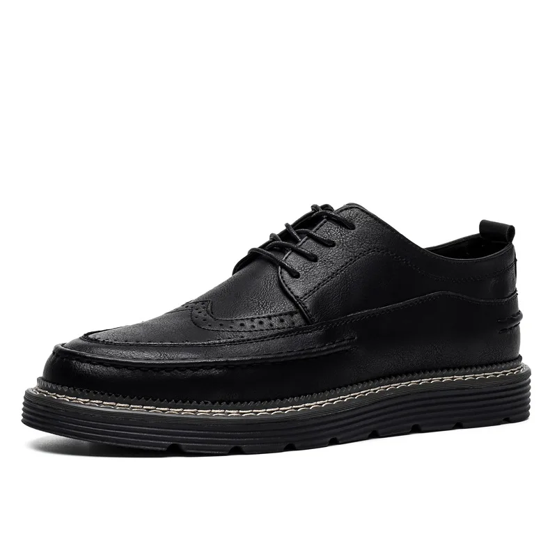 

Men's Shoes plus Velvet New Autumn Winter Warm Business Casual Shoes Men Brock Engraved Korean Men's Shoes