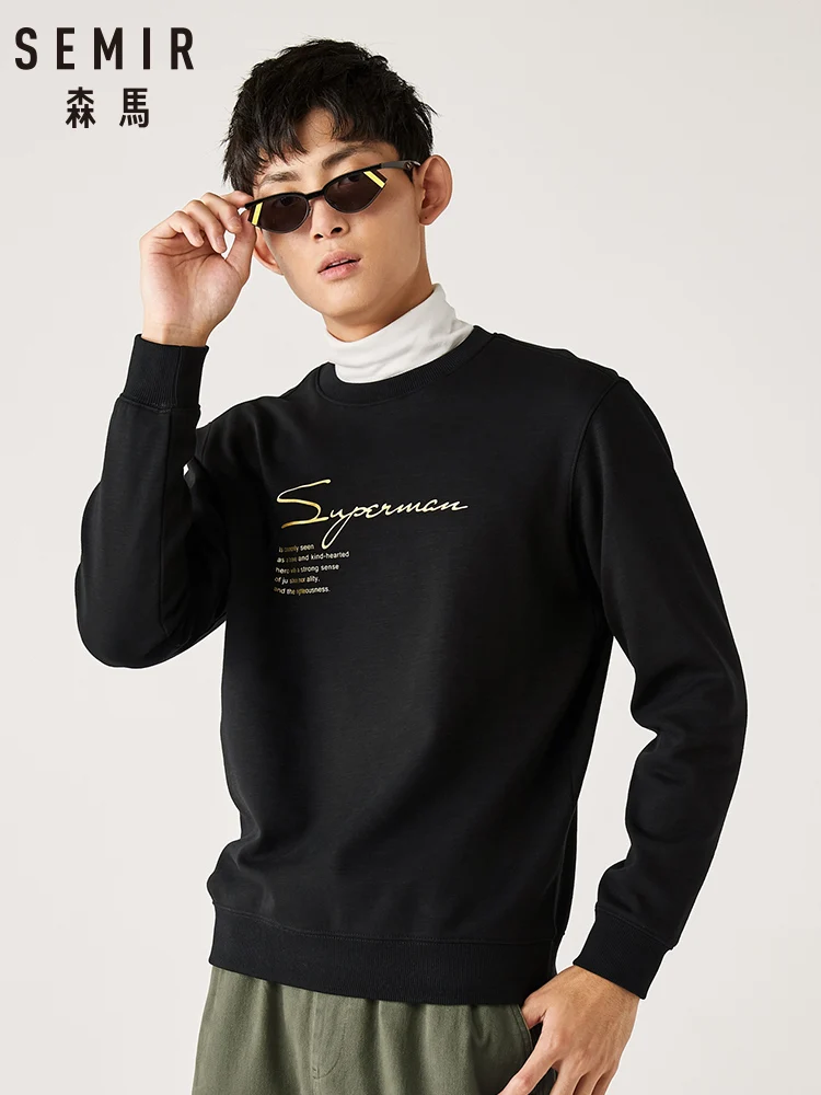 Мужской бархатный свитер SEMIR Повседневный пуловер с круглым вырезом толстовка в