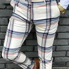 Джоггеры мужские в клетку, деловые модные спортивные штаны в стиле хип-хоп, тренировочные брюки, Длинные Слаксы с завышенной талией, 2019