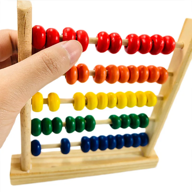 Деревянные Abacus Монтессори Обучающие игрушки Мини Калькулятор бусы