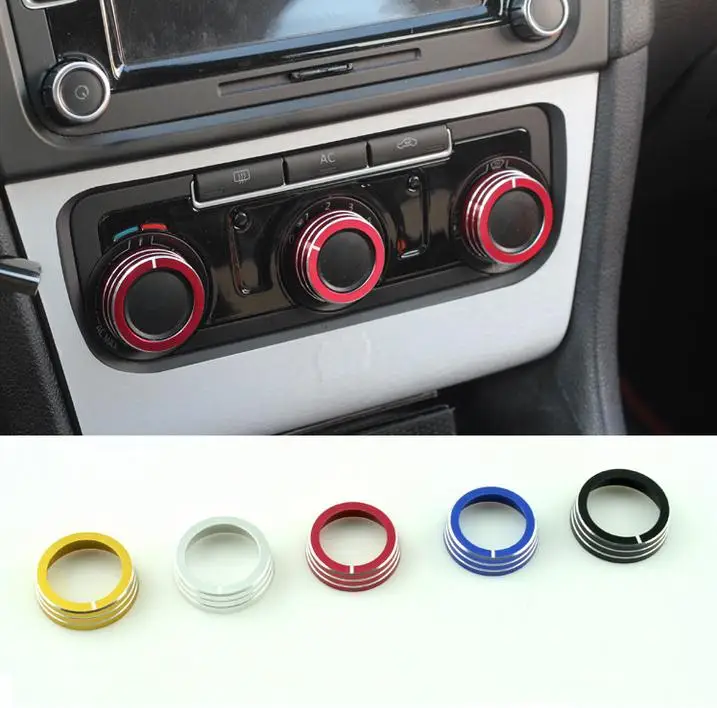 

Ручка кондиционирования воздуха из алюминиевого сплава для Volkswagen Golf 7, яркое круглое украшение, красивый Стайлинг автомобиля