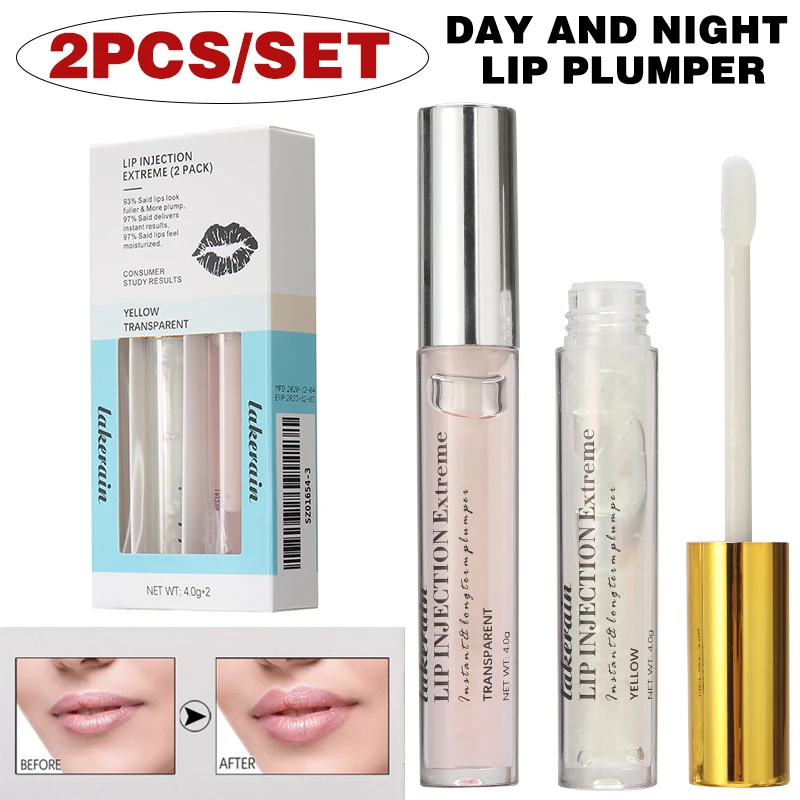 

Day Night Lip Plumper Lip Gloss Sexy Lip Plump Enhancer Serum Moisturize Volumize Lips Moisturizing Repairing Makeup Tool