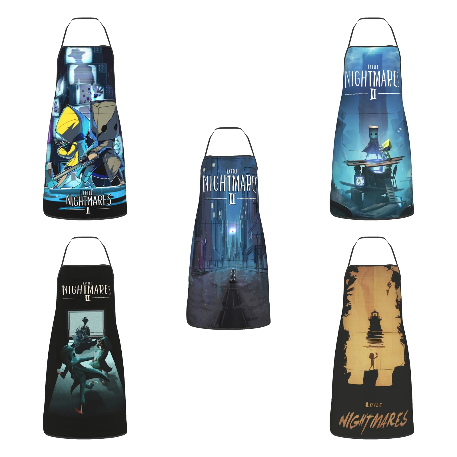 

Little Nightmares Adjustable Bib Apron Waterdrop Resistant with Pocket Cooking Kitchen Aprons for Men and Women