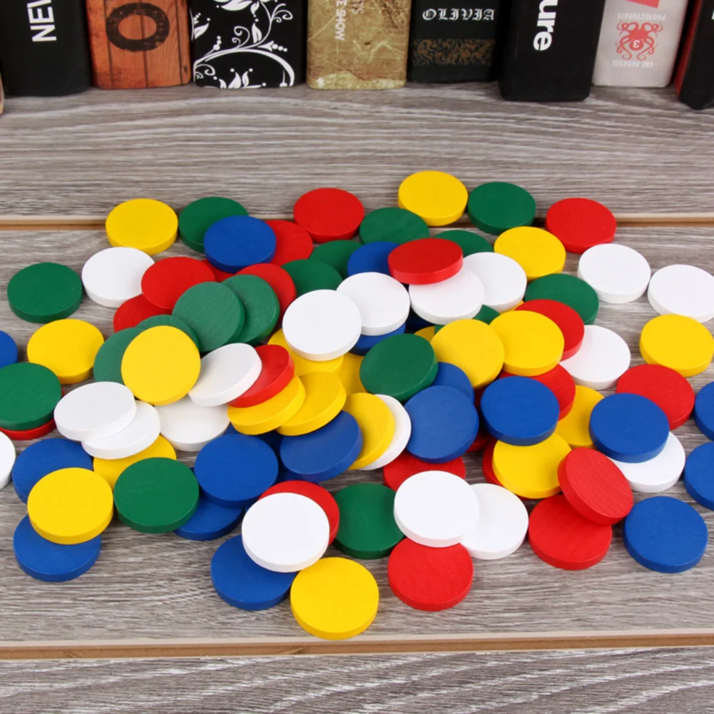 100Pcs/Set Wooden Colorful Disc Chips Mathematics Teaching Aids Kids Educational Toys for Children Gift | Игрушки и хобби