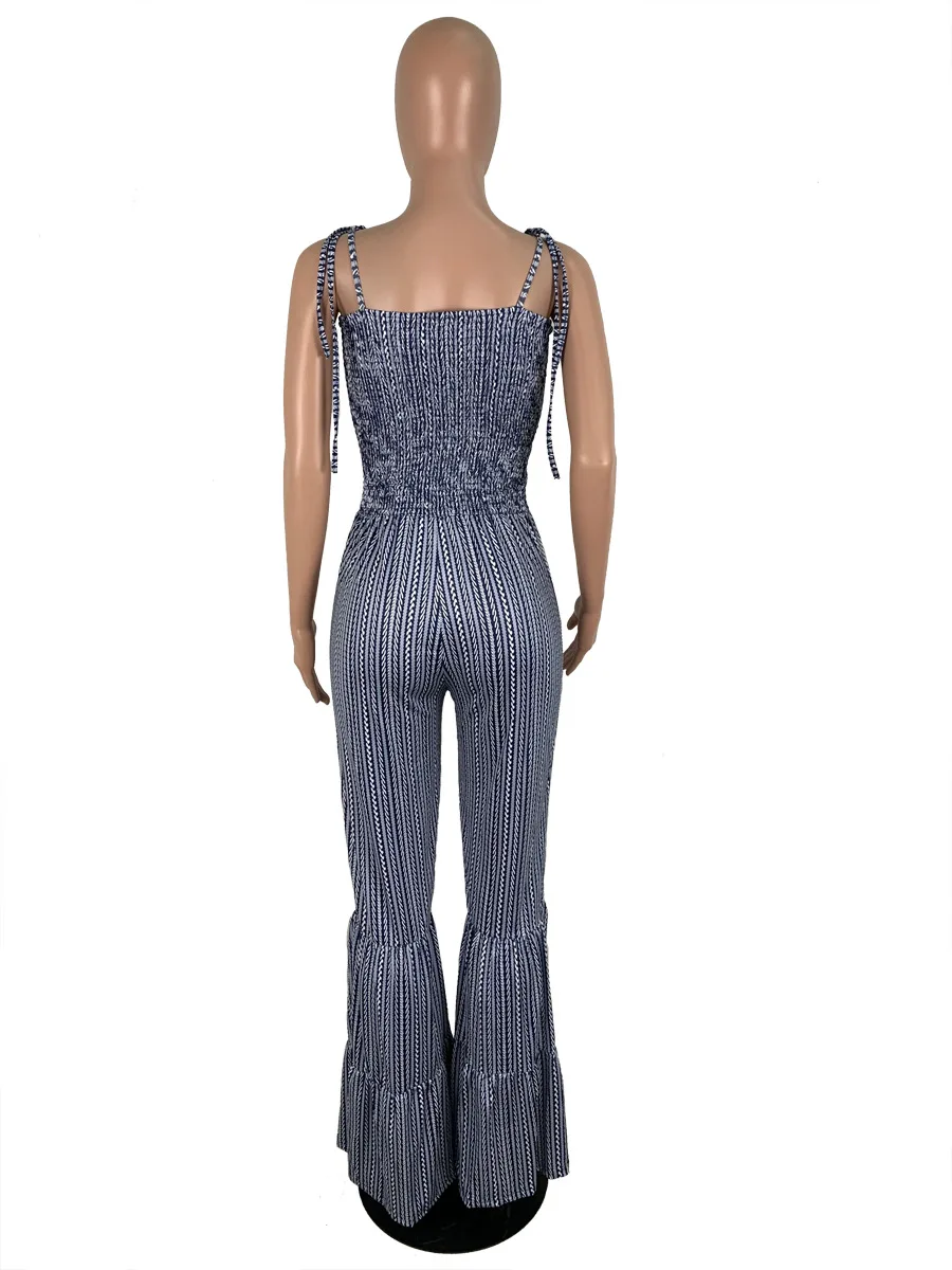 Женский комбинезон на бретельках с леопардовым принтом пляжный расклешенными