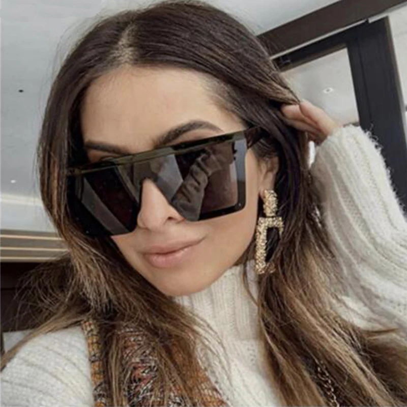 

Sun glasses for women classic black Square oversized glasses women's woman trend rimless sunglasses oculos de sol