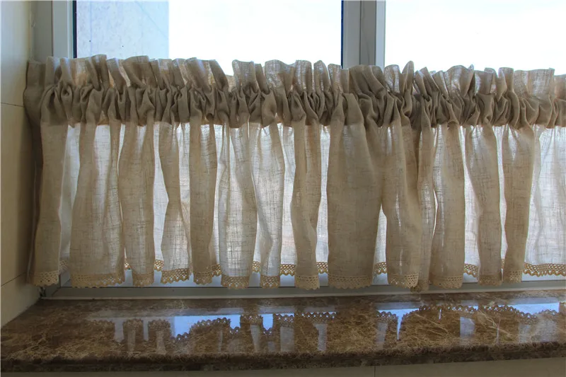 

1PC Modern Style Kitchen Curtains Cotton Linen Blending Half Curtains For Home / Cafe Accept Customized