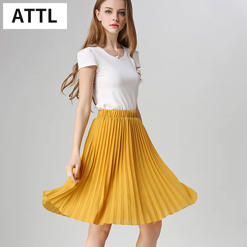 

Women Chiffon Pleated Skirt Vintage High Waist Tutu Skirts Womens 2020 Summer Style Femme Skirt
