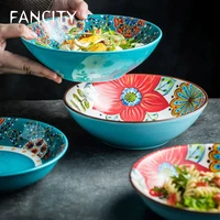 ceramic deep plate creative american rural ceramic deep plate underglaze color farm dish bowl