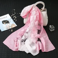 women chiffon scarf solid foulard femme fashion shawls wraps silk bandana gray22