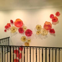 flower plates wall art italian style blown glass hanging plates murano hand blown glass plates luxury wall lamps