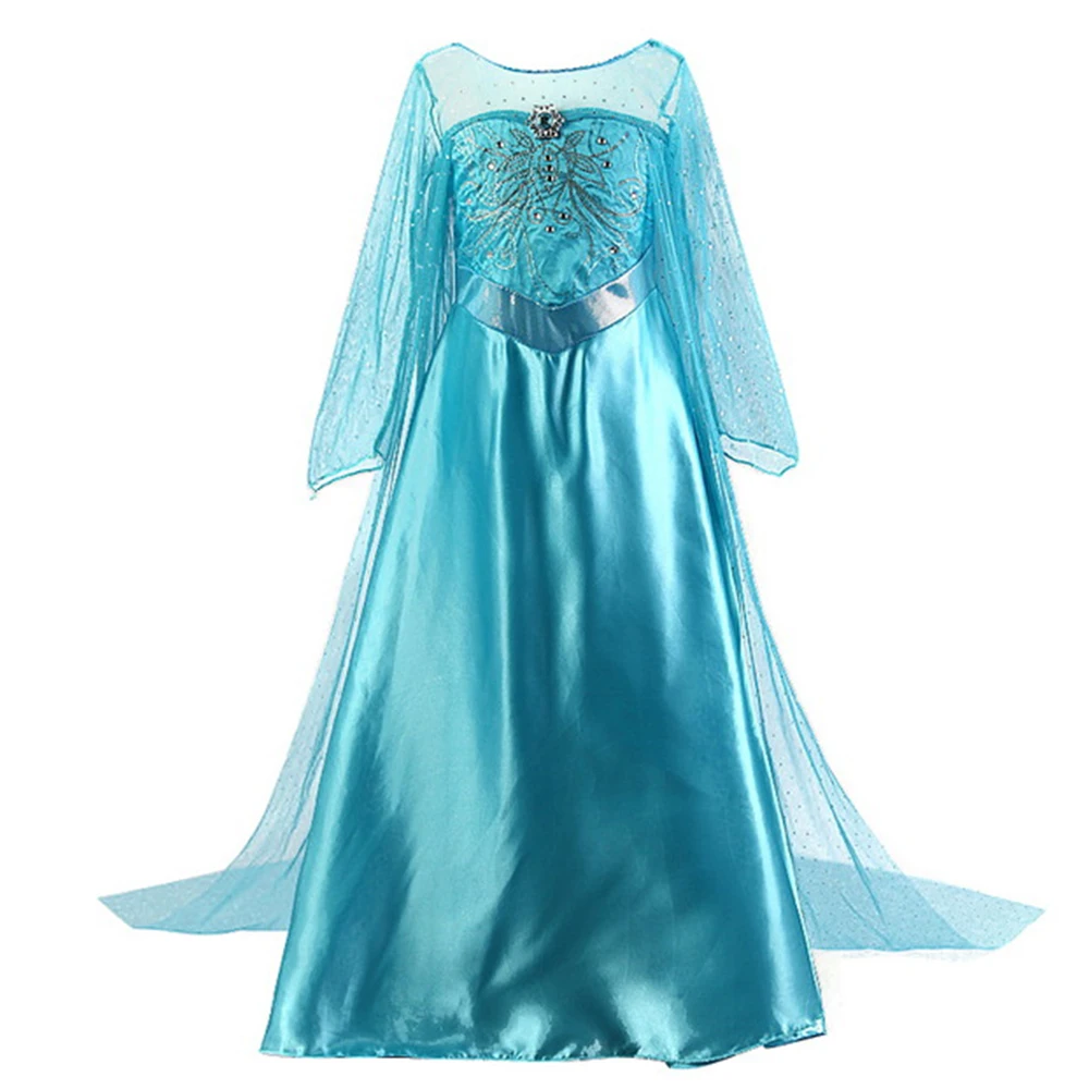 Vestidos de Elsa para ni&ntilde;a, ropa de princesa para Cosplay, fiesta de cumplea&ntilde;os disfraces de, bata Infantil 2021-1