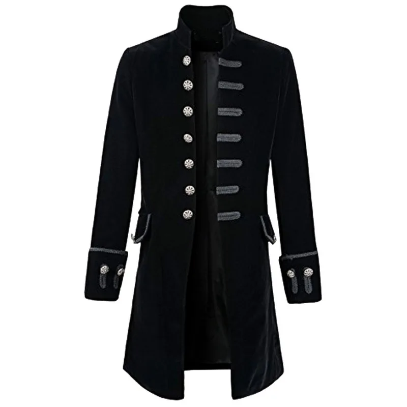 Brand Casual Long Sleeve Jackets Coats Victorian Men Velet Jacquard Steampunk Thick Fashion Windbreaker Overcoats | Мужская одежда