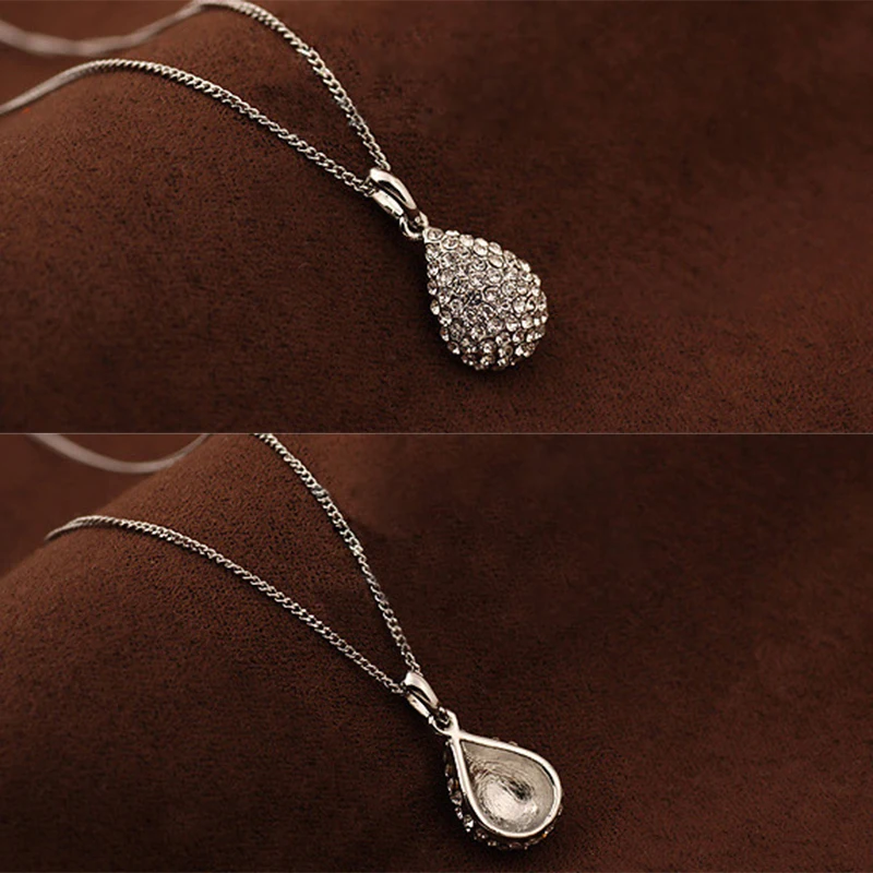

Ladies Water Drop Necklace Full Diamond Necklace Fashion Carved Rhinestone Pendant First Elegant Luxury Jewelry Accessories Gift