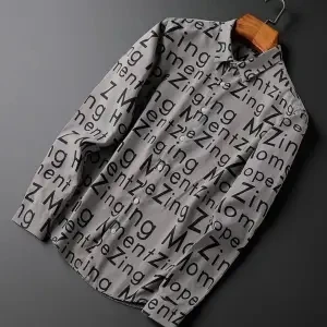 

Age season man's shirt long sleeve shirt fashion trend of cultivate one's morality letters leisure business men's shirts