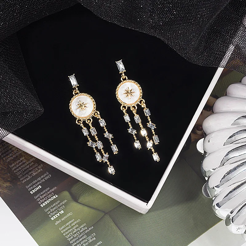 Роскошные циркониевые серьги с кисточками для женщин модные популярные