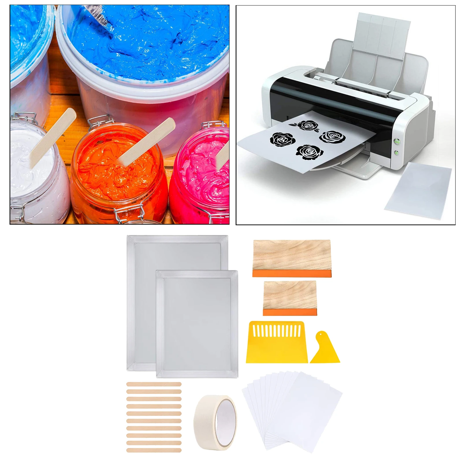 

27 Pcs Screen Printing Starter Kit Squeegees Roll Tape Art Supplies