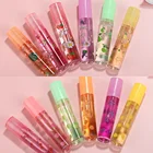 12 шт.лот увлажняющий фруктовый блеск для губ с милыми цветами бесцветный блеск для губ прозрачный Жидкий блеск для губ масло для губ женский тинт для ухода за губами