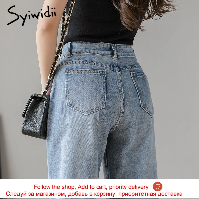Syiwidii джинсы новые для женщин большие размеры с высокой талией уличный стиль